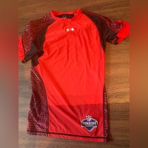 Red and black under armor compression shirt size large